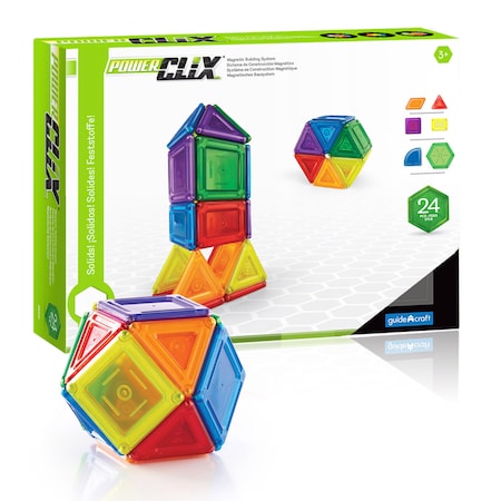 Guidecraft PowerClix Solids, Magnetic Building Set, 24 Pieces G9420